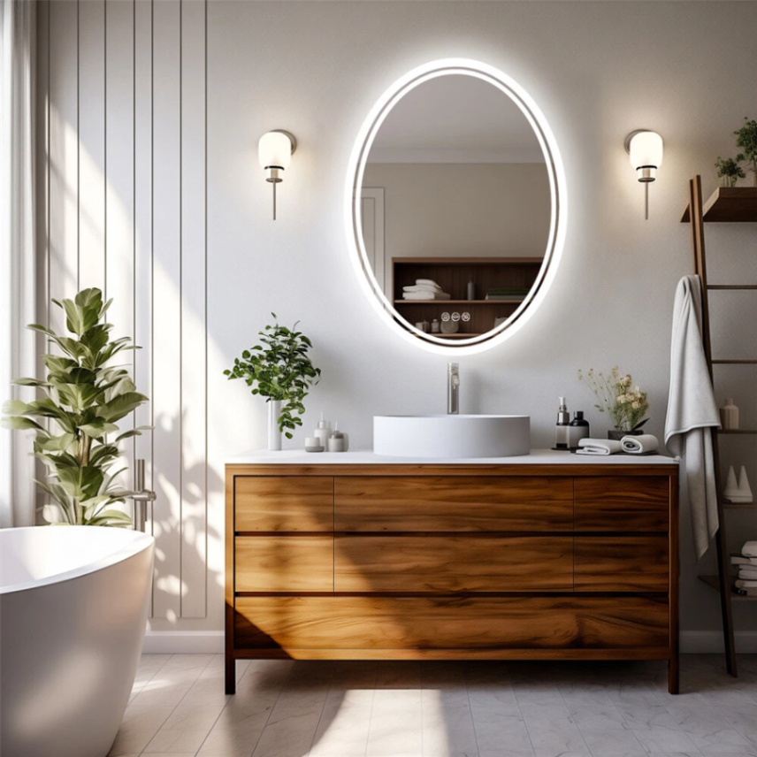 20"x27" Large Oval LED Bathroom Vanity Mirror with 3 Color lights Dimmable Memory Smart63192003843842113