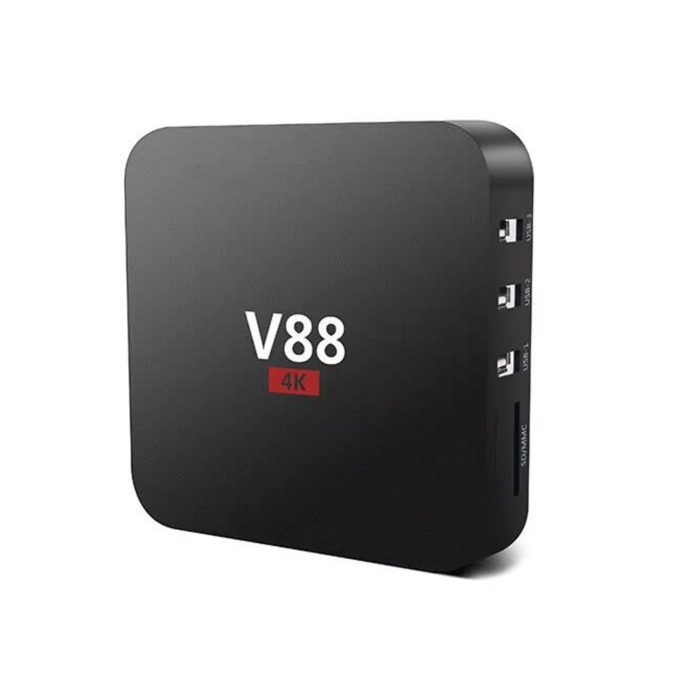 صندوق تلفاز أندرويد V88، نظام تشغيل 7.1، ذاكرة عشوائية 1 جيجابايت + ذاكرة داخلية 8 جيجابايت، معالج رباعي النواة Amlogic S905L، يدعم دقة 4K، صندوق وسائط ذكي متعدد المهام63269264434049111