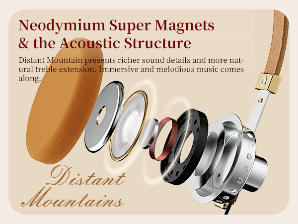 ROSESELSA Distant Mountain Over-Ear HIFI مكبرات صوت سلكية OOTD سماعات رأس ريترو سماعات رأس المشاهير ملابس أنيقة لقطات شوارع كاميرا فورية MMCX 3.5 مم (أسود)63615292099714113