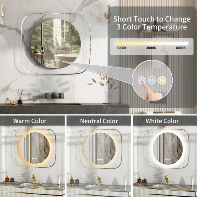 LED Bathroom Mirror with Clear Glass Frame Backlit Hanging Makeup vanity Mirrors63146025261441114