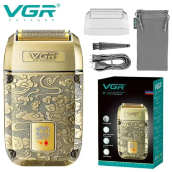 ماكينة حلاقة VGR V336 بروفيشينال، ماكينة حلاقة كهربائية قابلة لإعادة الشحن مع شاشة رقمية، ماكينة تشذيب للذقن بسرعة 8500 لفة في الدقيقة، تُستخدم للرجال، بها منفذ USB632143814039061111