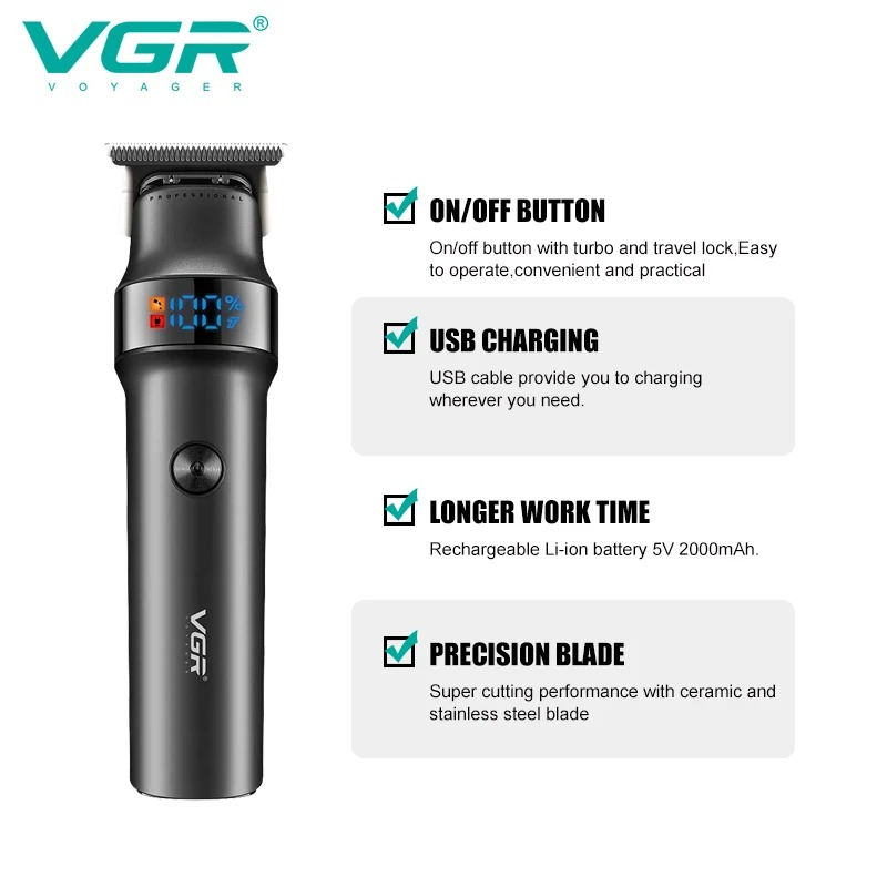VGR V987 Professional Beard Hair Trimmer for Men Electric Hair Clipper Waterproof Facial Trimer Haircut Machine Rechargeable 63225290654593114
