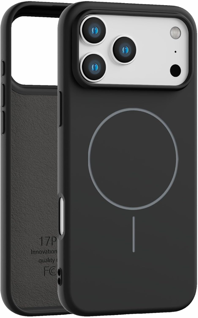 غطاء Meephone متوافق مع هاتف 17 برو ماكس، مناسب للشحن اللاسلكي، غطاء خلفي مصنوع من مادة TPU لينة، مقاوم للصدمات، غطاء واقٍ رفيع الملائمة، بلمسة ناعمة غير لامعة (أسود)63447627074050115