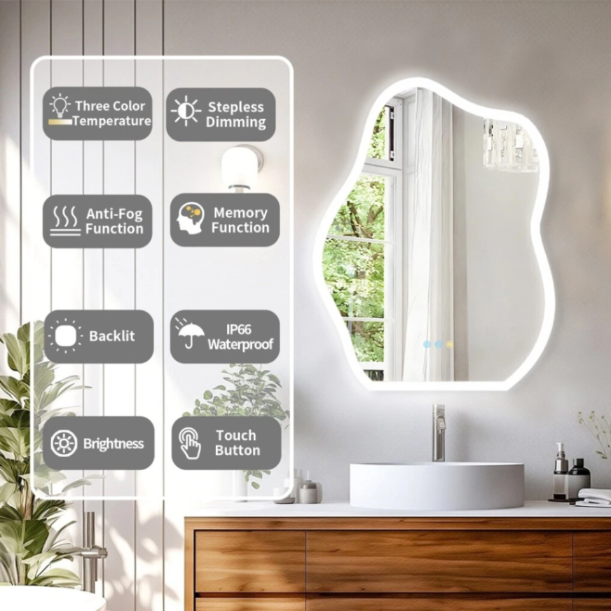 Cloud Shape LED Bathroom Mirror Irregular Dimmable Wall Vanity Mirrors HD63123983103105112