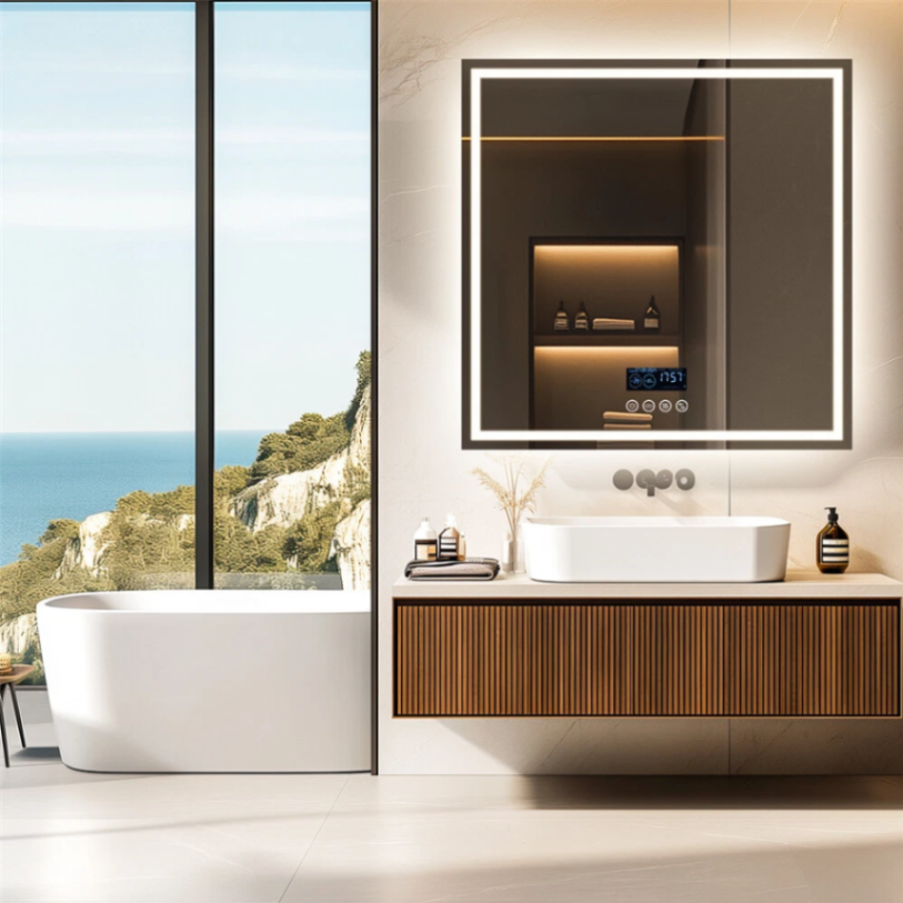 32" LED Bathroom Mirror Frontlit & Backlit Bluetooth Speaker Anti-Fog Dimmable63145737761411112