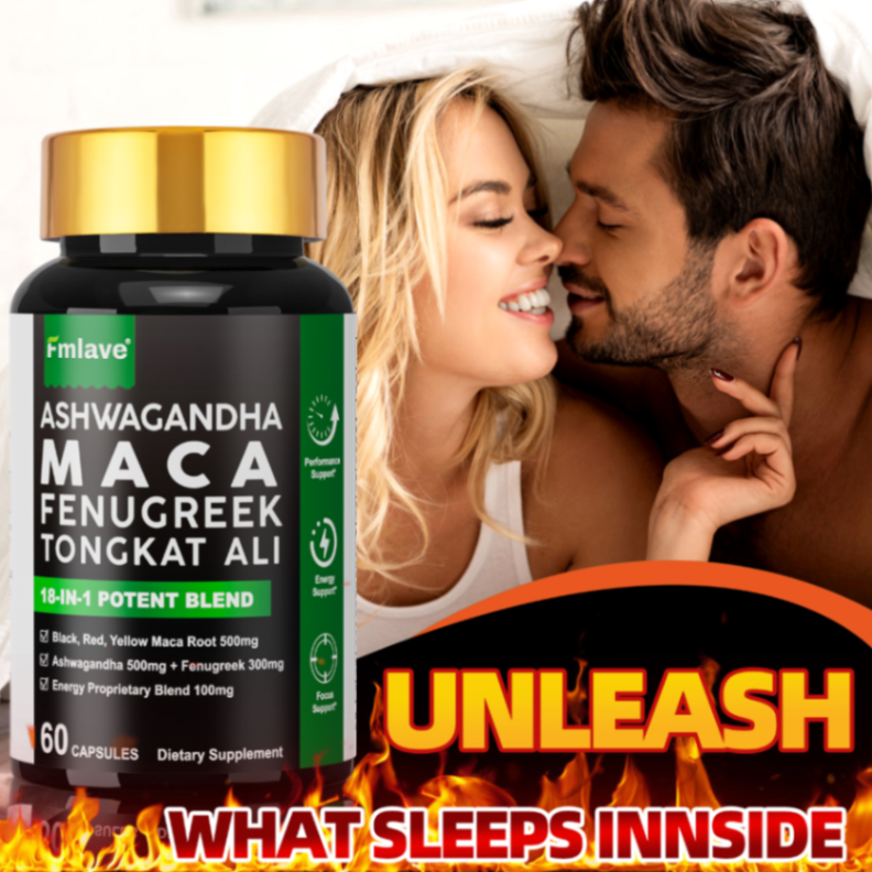 Fmlave Maca Root Supplement 60 Capsules-30-Day Supply of Maca Root, Ashwagandha & Black Pepper Extract,Tribulus Terrestris Extract,Epimedium|Unisex Energy Booster Supplements63084945607299110