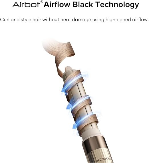 Airbot Hyperstyler & مجفف مجموعة فرد الشعر مع أداة تصفيف وغلاف، أدوات تصفيف شعر احترافية للشعر المجعد، ذهبي اللون.62884872150787114