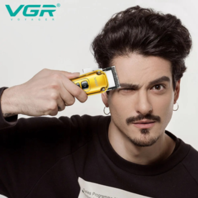 ماكينة حلاقة كهربائية VGR 006، ماكينة قص شعر معدنية كلاسيكية للرجال، مقص كهربائي يدوي، حفر رأس بالزيت، قص شعر ذكي رقمي بإضاءة LED63214136713089112