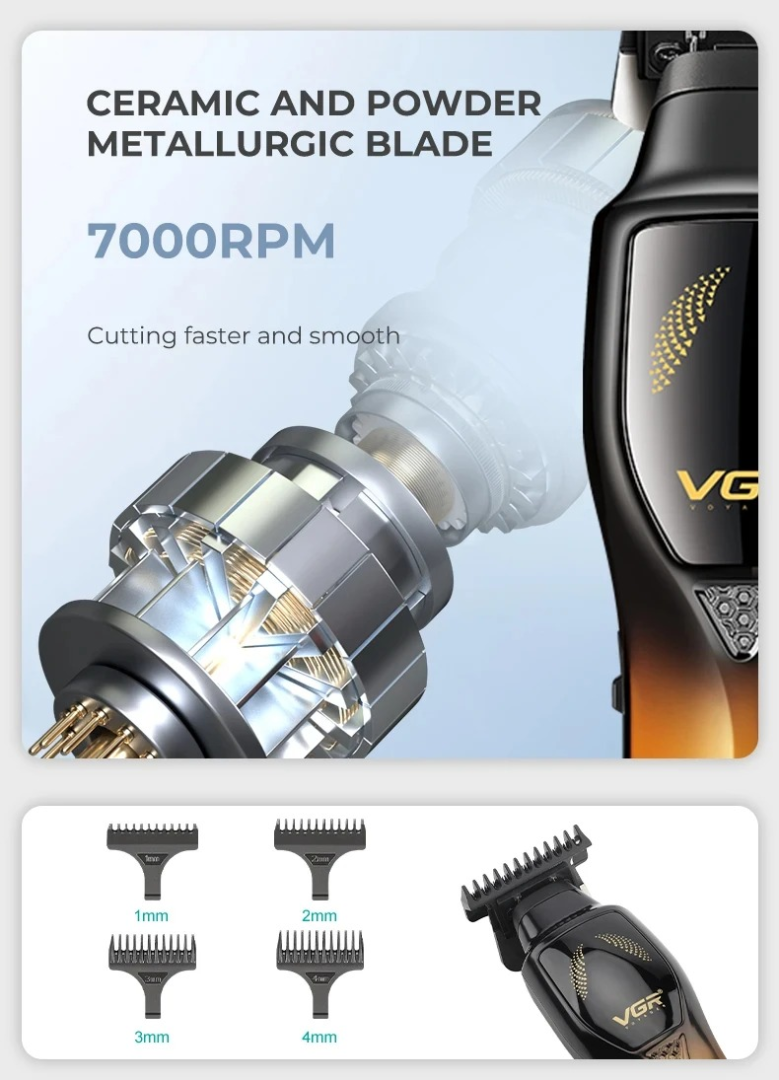 VGR V187 Gradient Color Metal Hair Clipper T-shaped Blade Household Electric Push Cutting LED Intelligent Digital Hair Trimmer63225443254785113