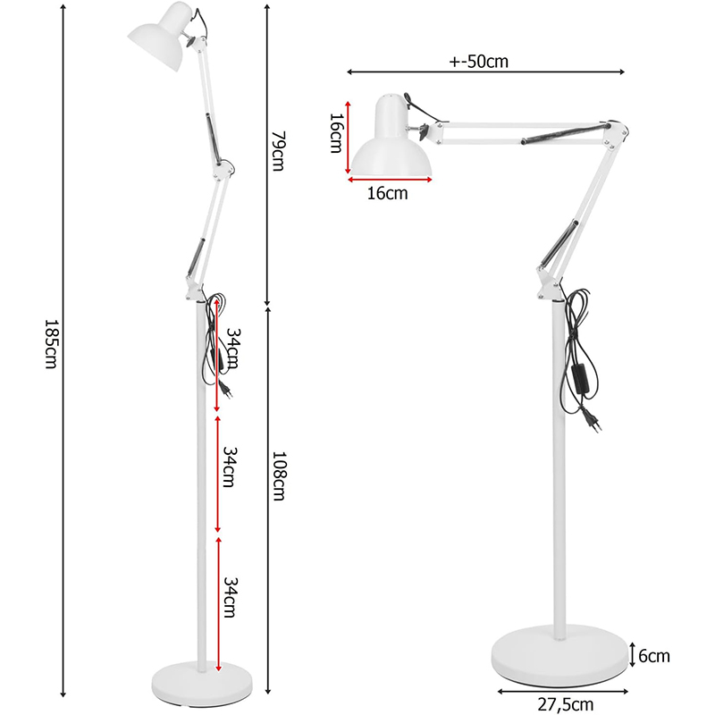 LED Floor Lamp for Living Room Adjustable Long Arm Folding Tall Stand Lights with Bulb Floor Lighting for Bedroom Office Dining Room Song-022/Song-02363681178770817113