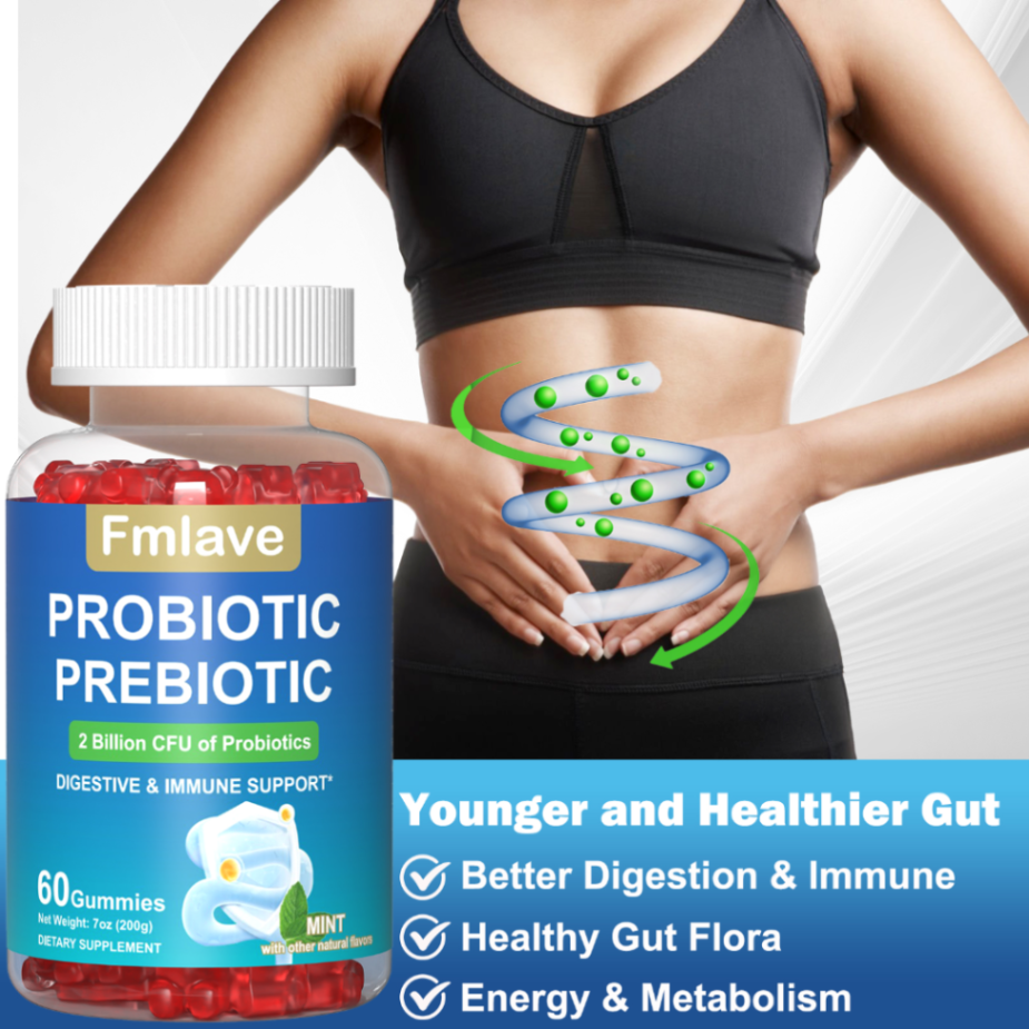 Fmlave Prebiotic+Probiotic Balance Gummies, Containing Lactobacillus Reuteri, Help Yeast And PH Balance, Multiple Strains Regulate Normal Life And Activity, Gentle Intestinal，1Bottle 60Gummies63084005995137114