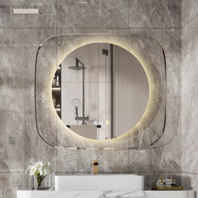 Labella Modern LED Bathroom Mirror w/ Backlit Clear Glass Frame Defog Dimmable Touch HD63192434493699111
