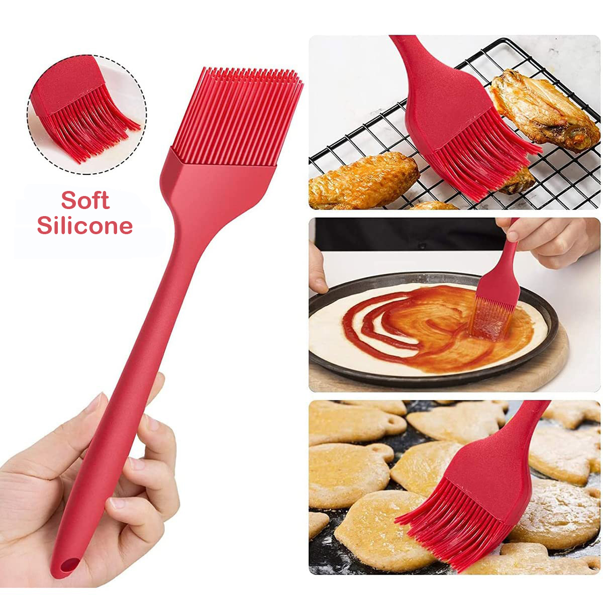 Blythornix Silicone Pastry Brushes for Baking and Cooking, Kitchen Food Basting Brushes for Grill with Long Handle Oil Brush Set63693610105987111