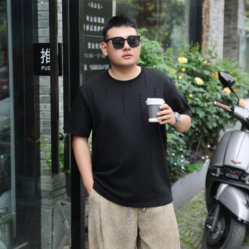 MOAIKA   Fashionable and comfortable loose round   neck short     sleeve summer casual T-shirt         Black63499456963329111