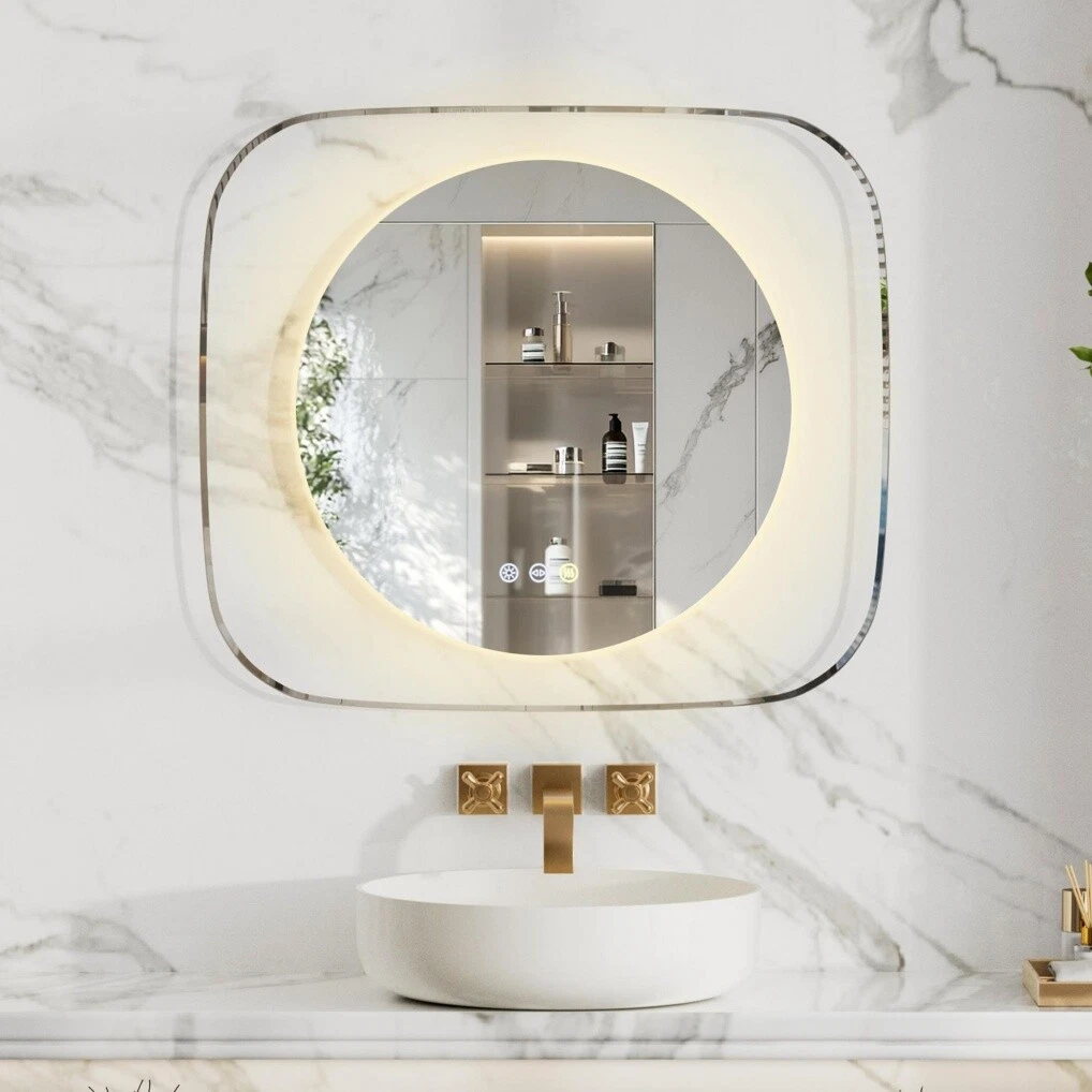 LED Bathroom Mirror with Clear Glass Frame Backlit Hanging Makeup vanity Mirrors63146025261441111