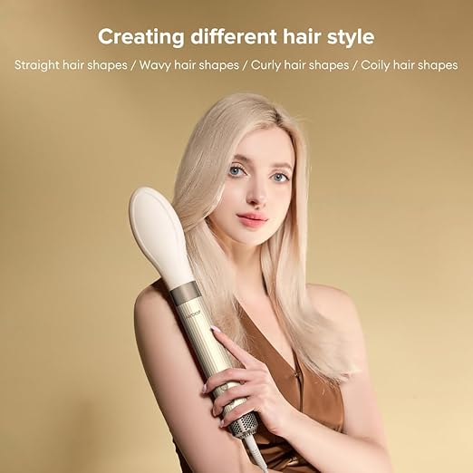 Airbot Hyperstyler & مجفف مجموعة فرد الشعر مع أداة تصفيف وغلاف، أدوات تصفيف شعر احترافية للشعر المجعد، ذهبي اللون.62884872150787112