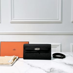 HERMES KELLY TO GO, Noir/Silver