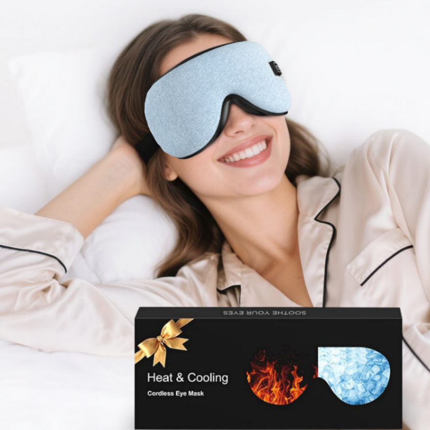 Eye Mask with Heat and Cooling for Dry Eyes Migraines, USB Electric Heated Eye Mask for Sleeping Meditation Travel Gifts for Women & Men (Blue)63081018260483110