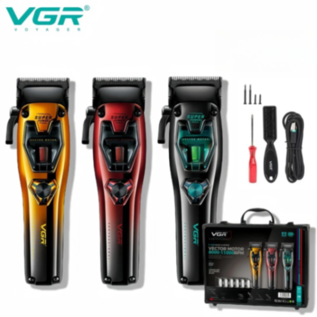 ماكينة قص شعر VGR V668 بسرعة 11000 دورة في الدقيقة، ماكينة حلاقة احترافية بمحرك فيكتور، ماكينة حلاقة قابلة للتعديل، ماكينات حلاقة كهربائية للرجال632033741126421128