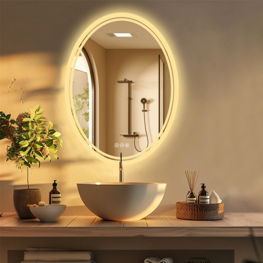 20"x27" Large Oval LED Bathroom Vanity Mirror with 3 Color lights Dimmable Memory Smart63192003843842112