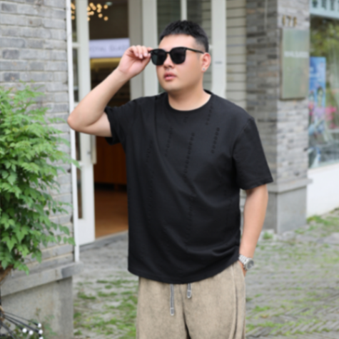MOAIKA   Fashionable and comfortable loose round   neck short     sleeve summer casual T-shirt         Black63499456963329113