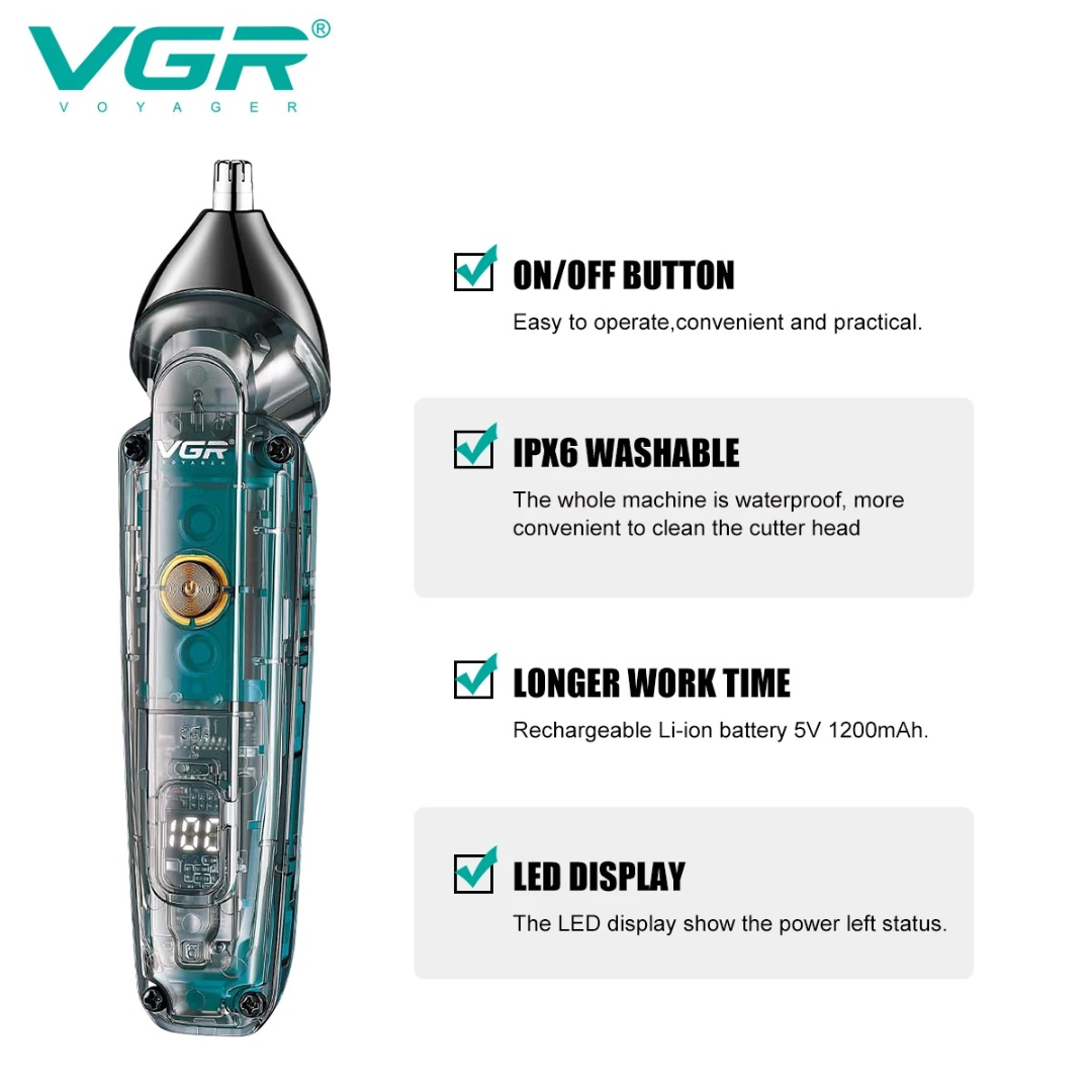 VGR Hair Clipper Rechargeable Trimmer Professional Hair Cutting Machine Waterproof Barber Transparent Hair Trimmer63059082893955112