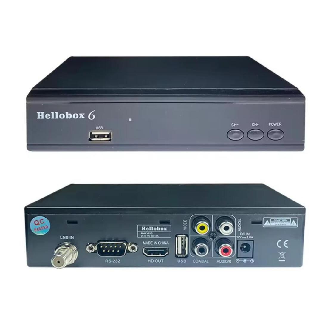 جهاز استقبال تلفاز الأقمار الصناعية Hellobox 6، H.265 HEVC، DVB-S2/S2X، مشفر تلفاز أقمار صناعية بدقة 1080P متعدد الدفق/t2mi63269330405634111