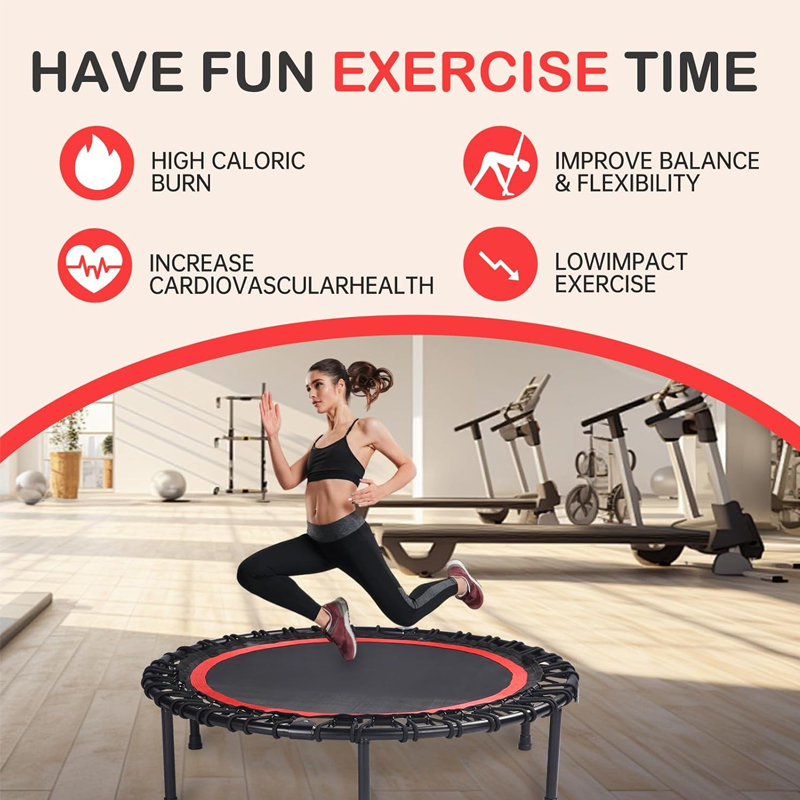 101cm Folding Mini Fitness Indoor Exercise Workout Rebounder Trampoline with Handle Trampoline Home Exercise Trampoline for Low Impact Cardio KF0763680747046659111