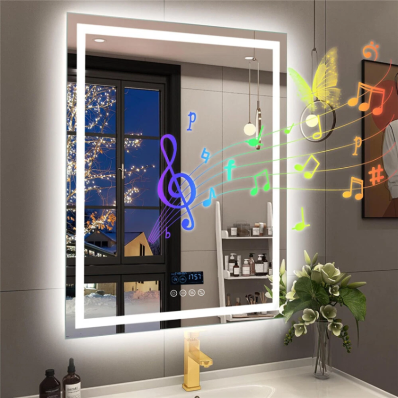 Bathroom Lighted LED Mirror Anti-fog Bluetooth 3 Color Lights Wall Vanity Mirror631926765798411128