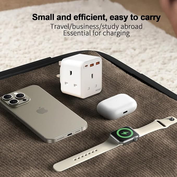 مقابس تمديد Airbot Air 3B-PD بقدرة 3250 واط، 3 منافذ مقابس، مقابس متعددة مع منفذ USB ومنفذ Type-C PD62885092999170114