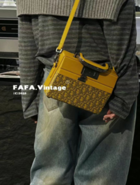 Dior Lock Vintage Box Bag – Yellow Dior Monogram | Pre-owned | Unisex63228201127298112