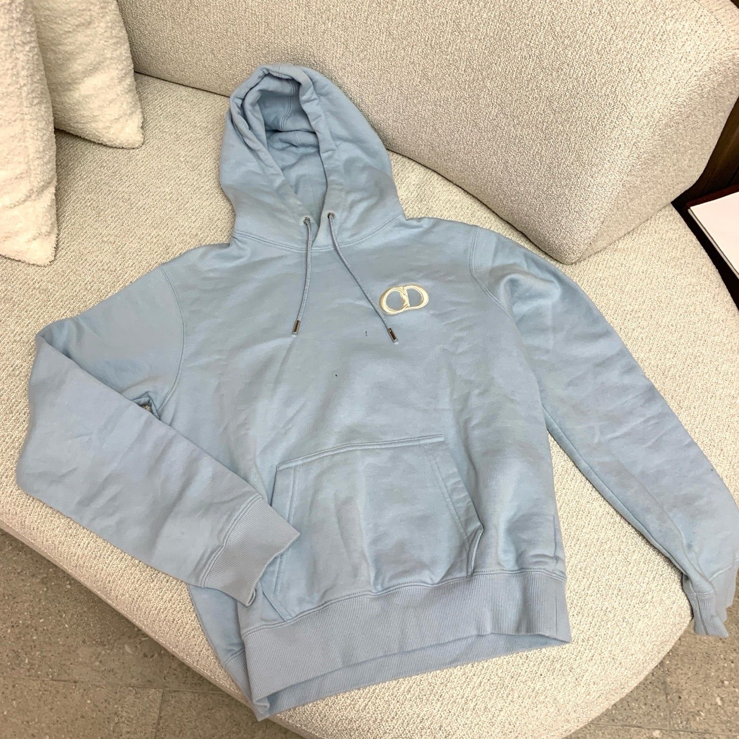 Dior/迪奥 浅蓝色CD刺绣帽衫卫衣 XS