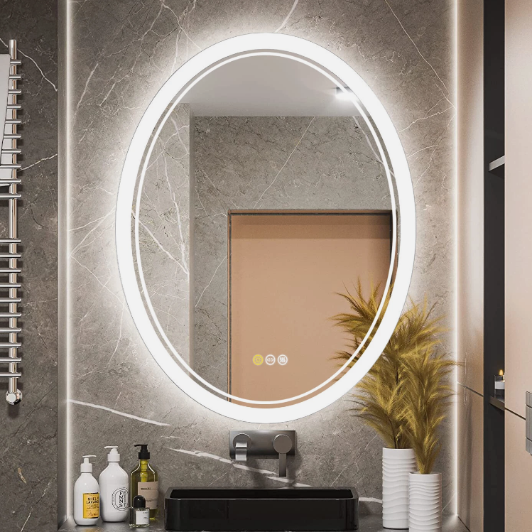 32" Memory Defog Oval LED Vanity Mirror Bathroom Dimmable Wall Makeup Mirror63125407095683111