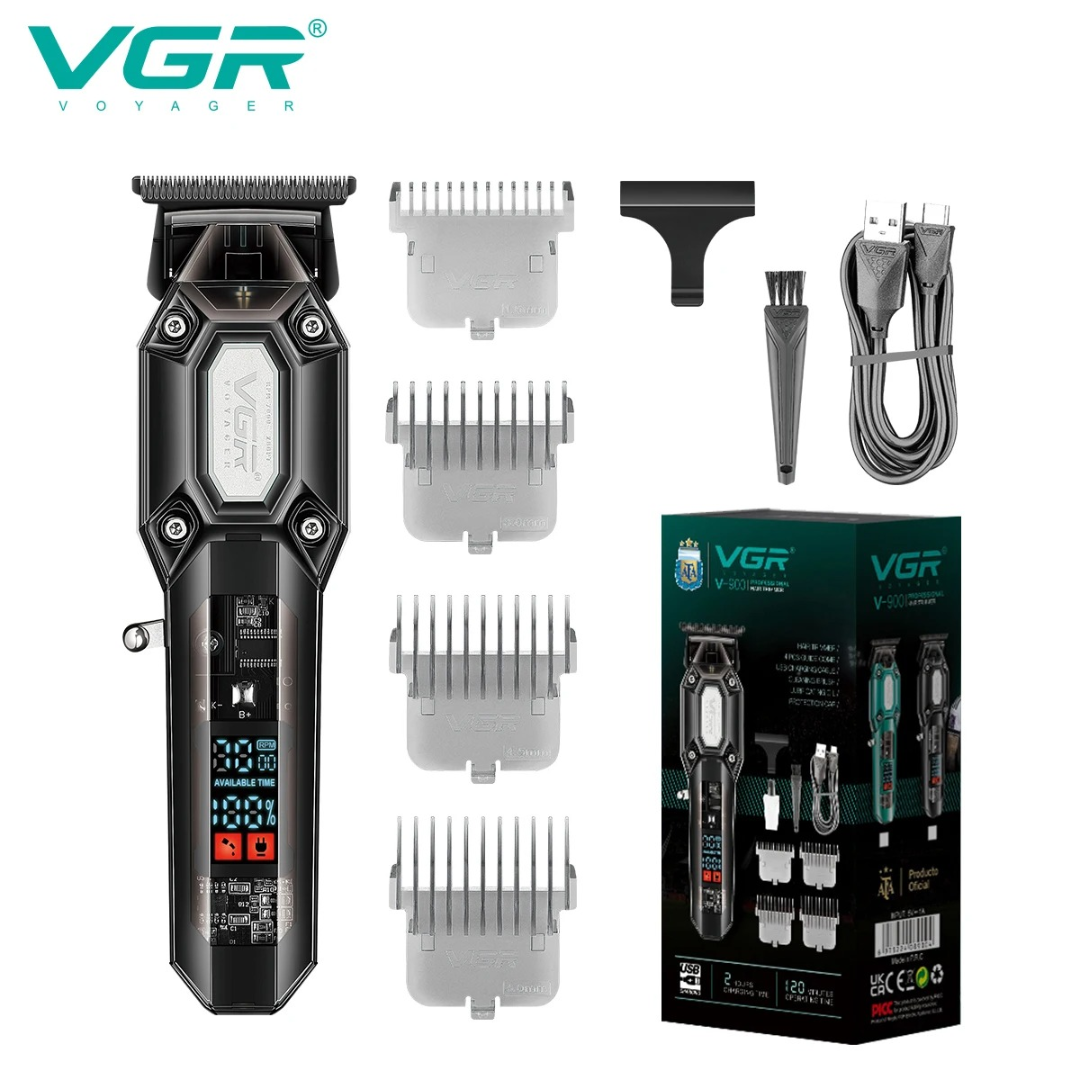 VGR V600 Electric Hair Clipper Transparent Body Hair Trimmer LED Intelligent Digital Display Electric Trimmer for Grooming and Care63148393909634114