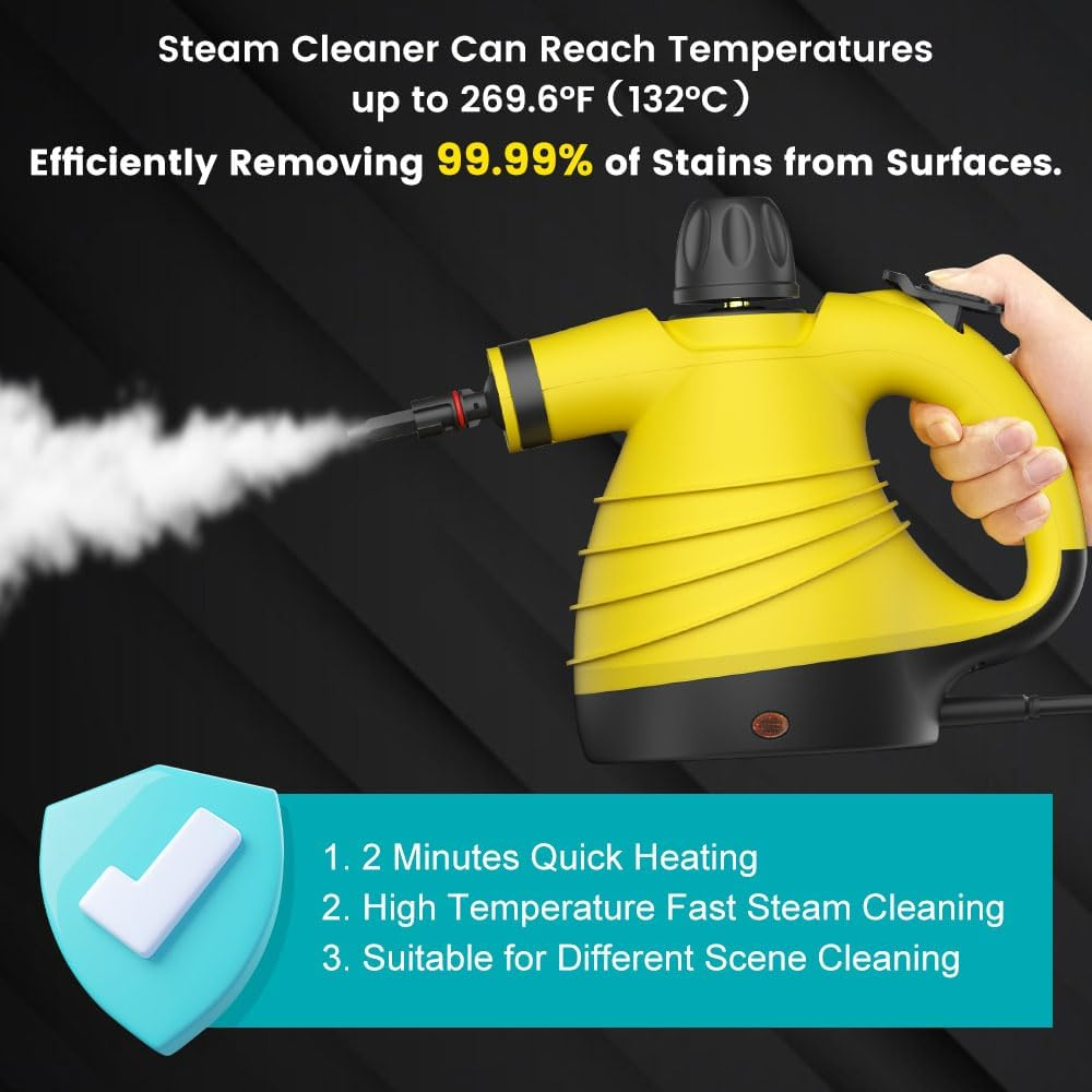 Handheld Steam Cleaner Steam Cleaner with Accessory Safety Lock Large Capacity Natural Surface Steam for Cleaning Multipurpose Steam Cleaner for Home Car Bathroom Grease MX014963526117917827113