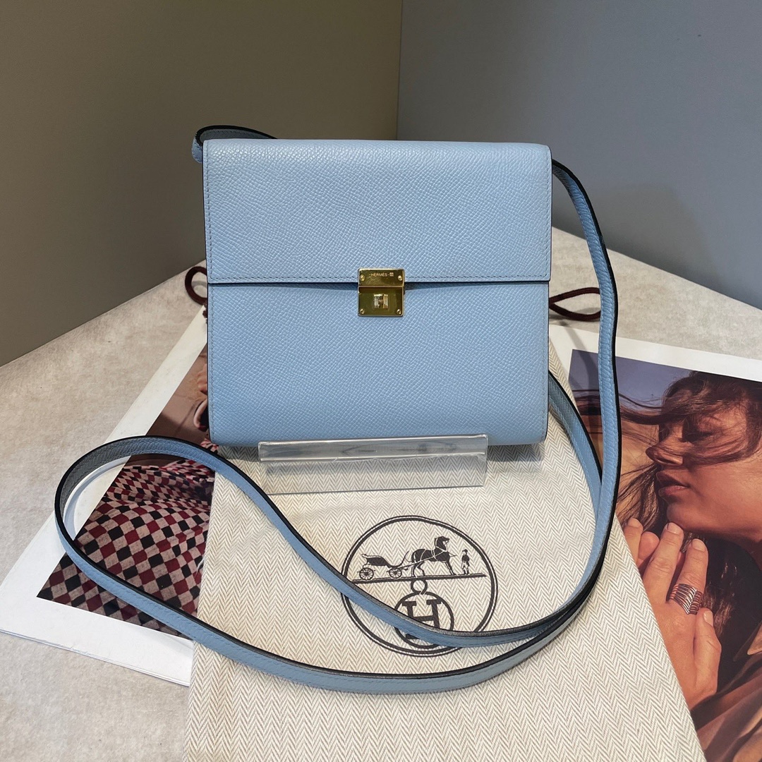 Bolso cruzado de hombro Hermes/Clic16 con hebilla dorada