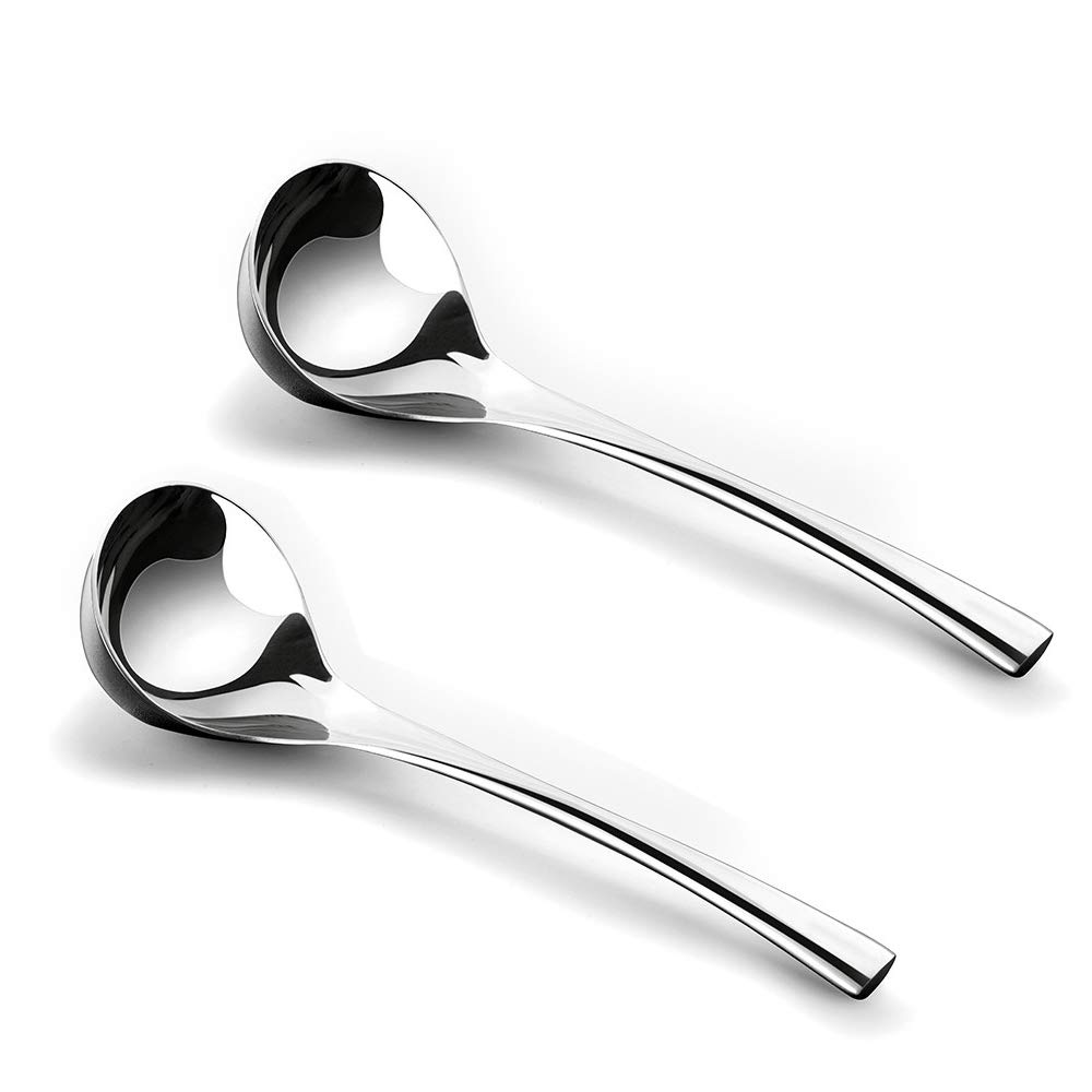 Blythornix Soup Spoon Stainless Steel, Soup Ladles for Serving, Large Cooking Ladles for Sauce Gravy Metal with Long Handle 2 Packs636044611747871117