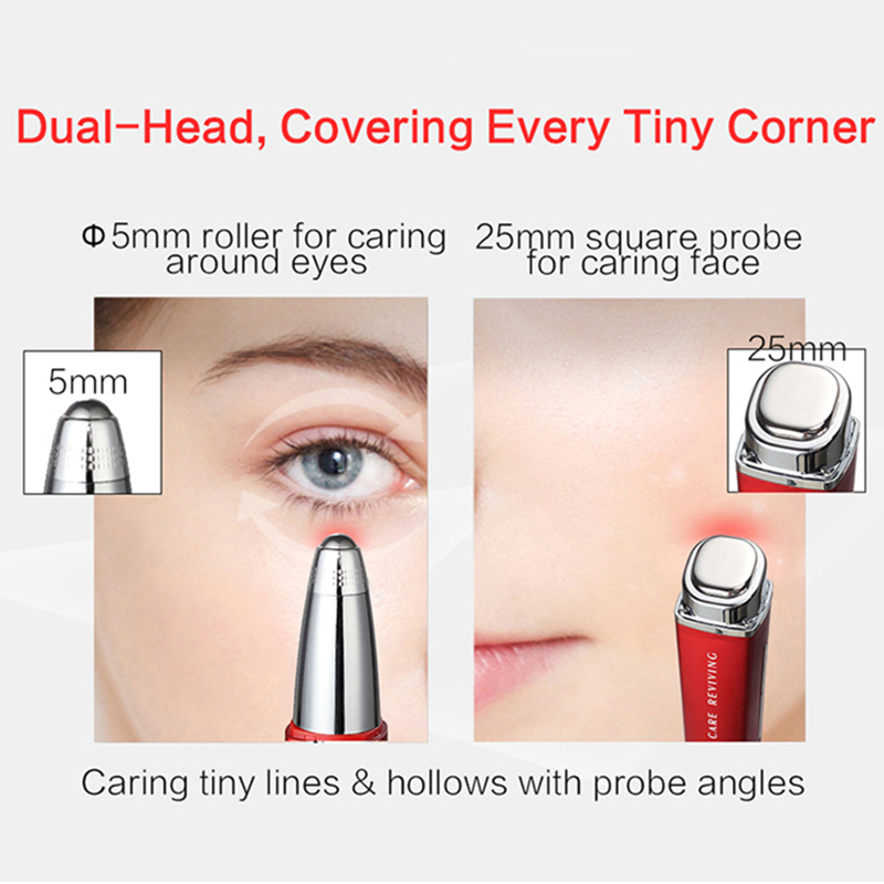 جهاز العناية بالمنطقة المحيطة بالعينين Sonic Thermal Eye & T-Zone Care Wand – 3 ميغاهرتز فوق صوتي، استيراد أيوني، تدليك حراري بدرجة حرارة 40 مئوية لعلاج الهالات السوداء والانتفاخات والخطوط الدقيقة – أحمر كولا / أبيض تفاحي / ذهبي وردي63081146768001111