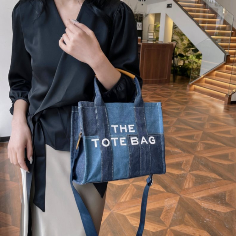 Fashionable Denim Patchwork Tote Bag63191503113730114