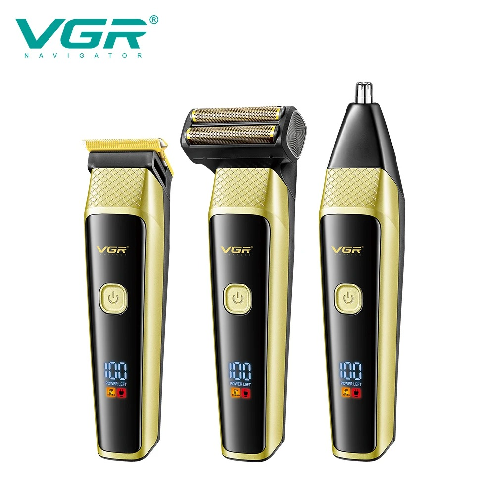 VGR V336 Hair Clipper Mens 3pc Set Haircut Machine Rechargeables Full Set Clipper Trimmer632143019974431114