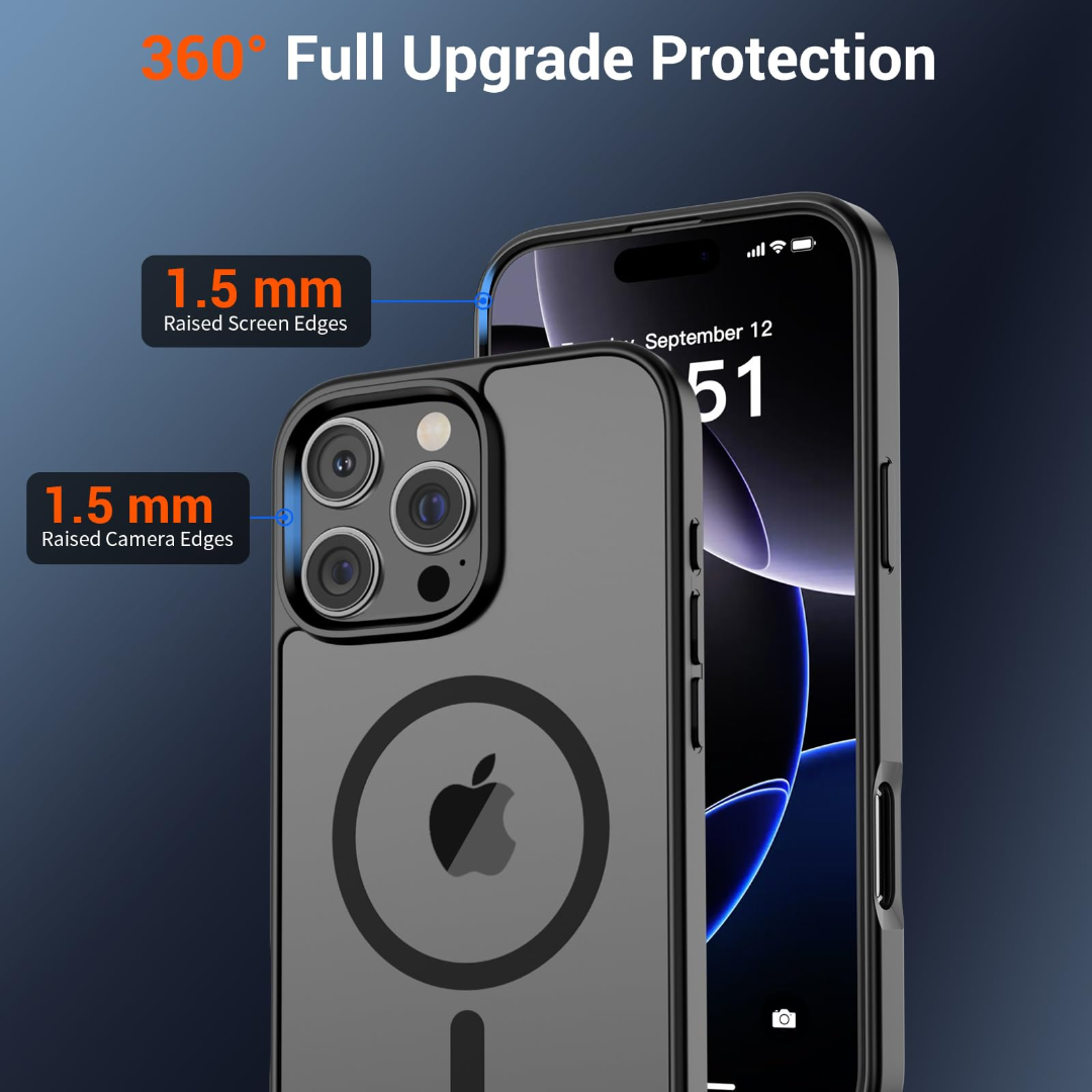 حالة مغناطيسية لهاتف iPhone 16 Pro Max (متوافقة مع MagSafe) (حماية عسكرية من السقوط) غطاء شفاف غير لامع مقاوم للصدمات63479877753219112