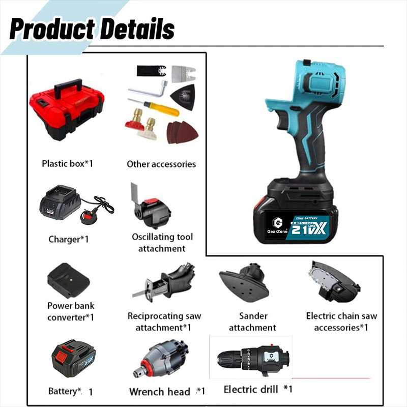 GearZone® Lithium Battery All-in-One Tools63602246879106111