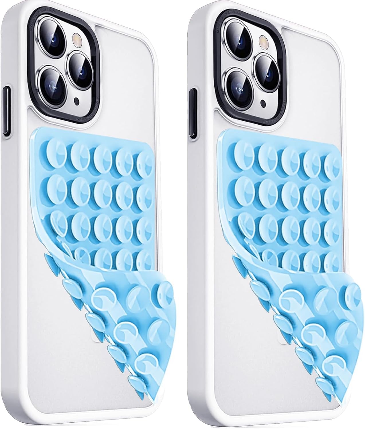 Blythornix Adhesive Cell Phone Wall Mounts, Silicone Suction Phone Case Mount, Mobile Phone Shower Mount, Hands-Free Mobile Accessory Holder for Bathroom Mirror 2 Packs Blue