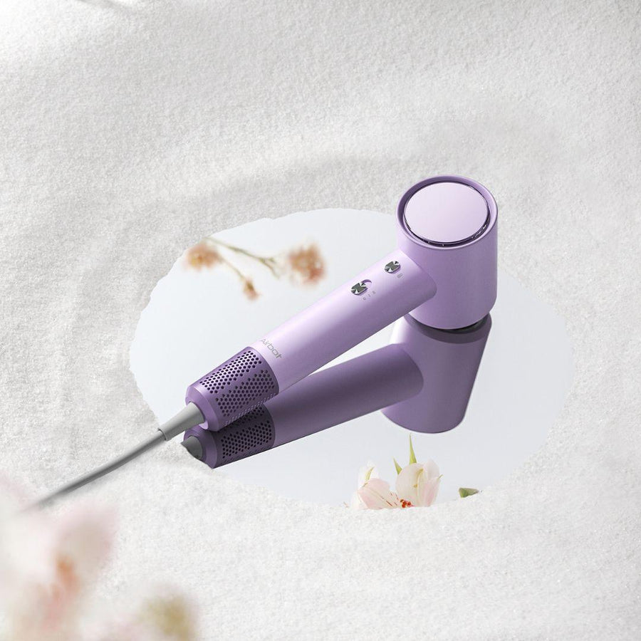 Airbot HD188A Purple EU - High-Speed Hair Dryer with 200mil Negative Ions, RGB LED Ring, Low Noise, Dual-Speed, Travel-Friendly & Stylish Design62884946924931111