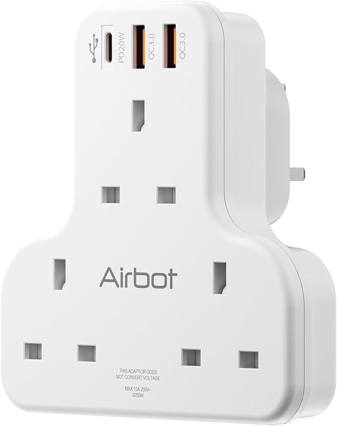 مقبس تمديد متعدد Airbot Air 3C-PD بقوة 3250 واط، مقبس طاقة ثلاثي الاتجاهات مع منفذ USB + منفذ Type-C PD، محول مقبس تمديد متعدد62885105504898110