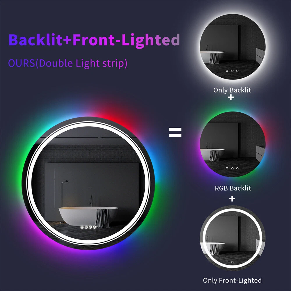 Labella RGB LED Bathroom Vanity Mirror Anti-fog Memory Shatter-proof Independent 4 Button63192088261378113