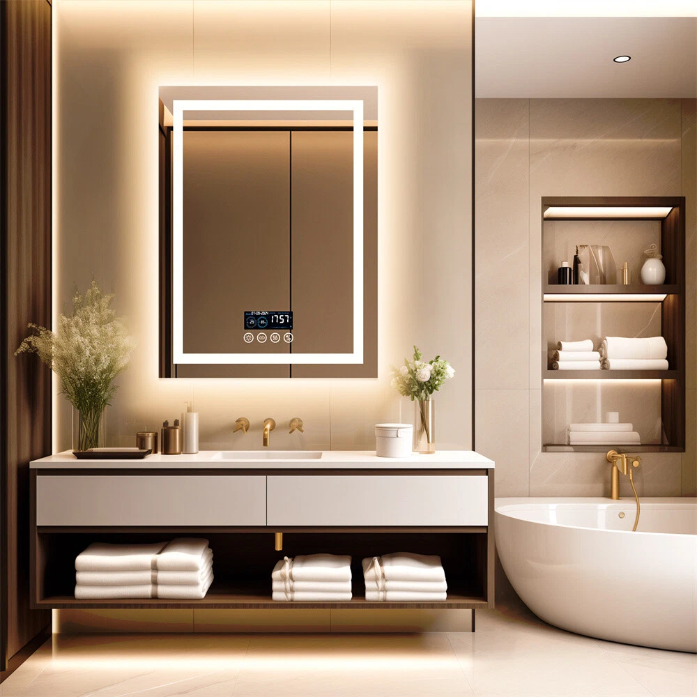 Bathroom Lighted LED Mirror Anti-fog Bluetooth 3 Color Lights Wall Vanity Mirror63192676579841112