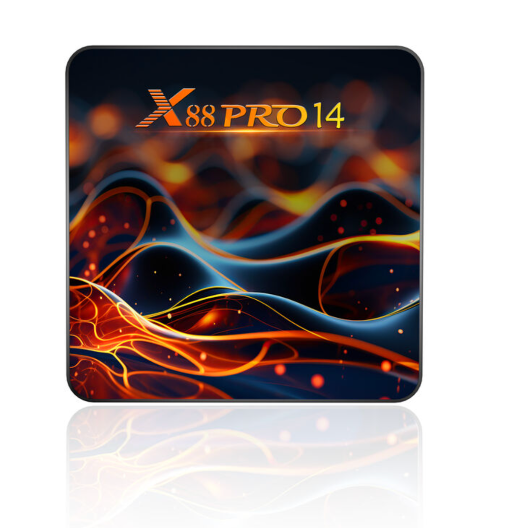 صندوق تلفاز X88 Pro 14 بنظام أندرويد 14، معالج رباعي النواة من روك تشايب بمعمارية 64 بت كورتكس A53، يدعم 4K وHDR، واي فاي 6، بلوتوث 5.0، صندوق تلفاز ذكي632385008889631110
