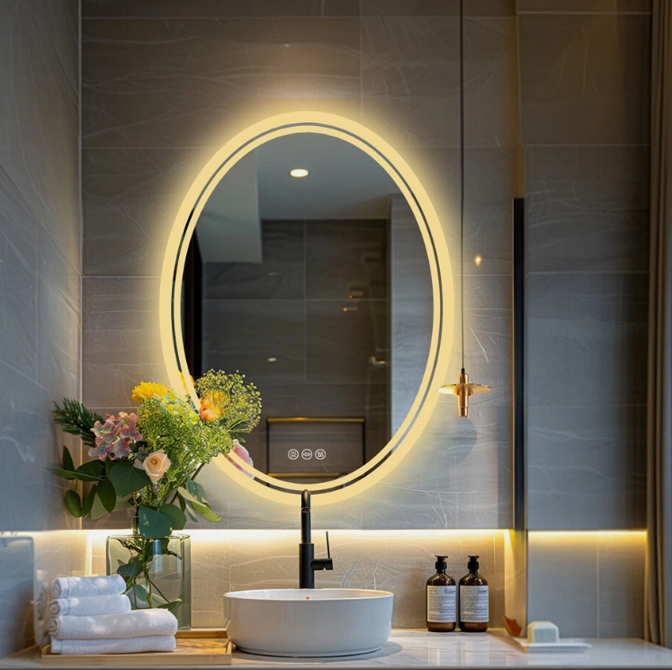 32" Memory Defog Oval LED Vanity Mirror Bathroom Dimmable Wall Makeup Mirror63125407095683112