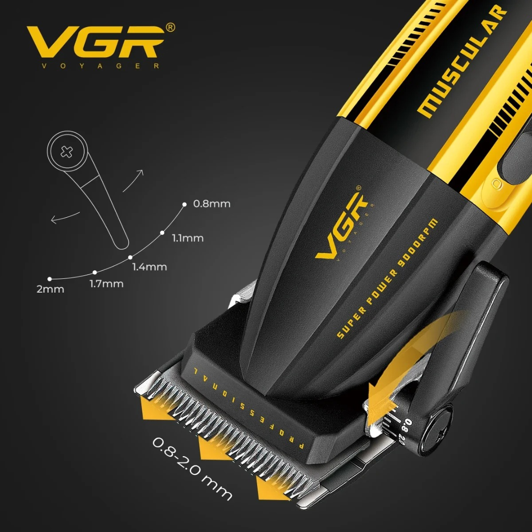 ماكينة قص شعر كهربائية VGR V285، ماكينة حلاقة احترافية بسرعة 9000 دورة في الدقيقة، ماكينة قص شعر قابلة لإعادة الشحن، أداة حلاق قابلة للتعديل للرجال63225634629249113